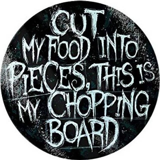 Grindstore Cut My Food Into Pieces Circular Glass Chopping Board