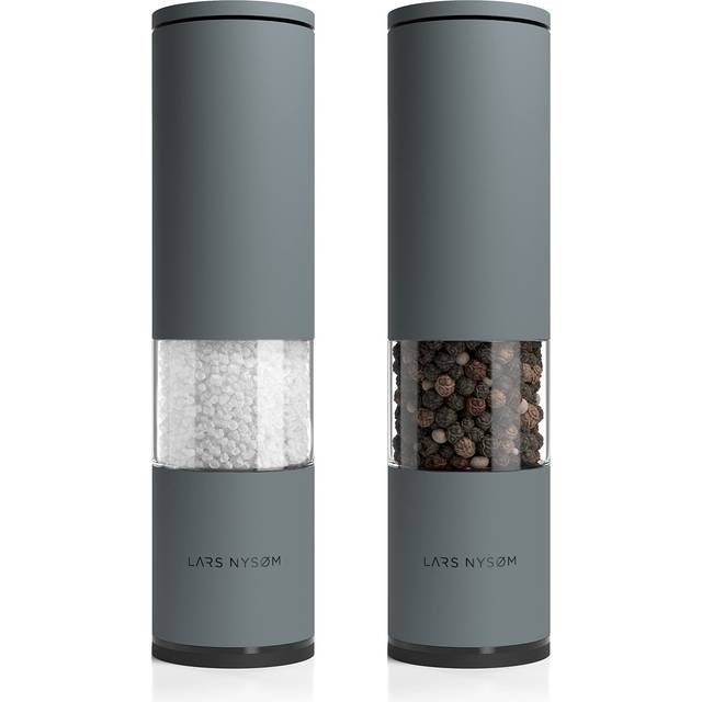 LARS NYSAM Salt and Pepper Mills Set Stainless Steel with Adjustable c