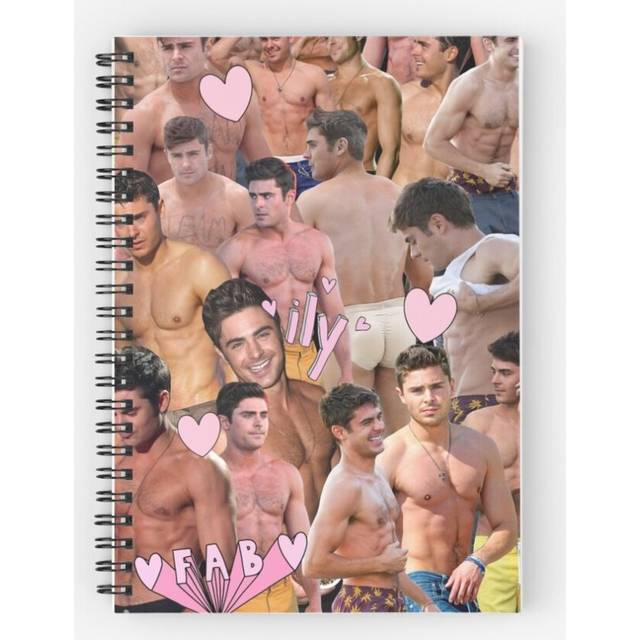 Spiral Notebook Zac Efron Collage  A5 120 Pages