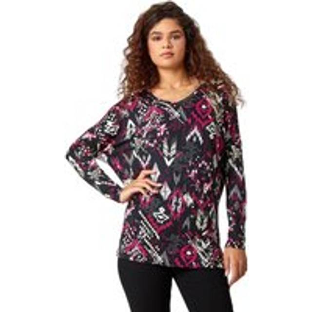 Roman Womens Aztec Print Tunic Stretch Top - Red - Size 10 UK