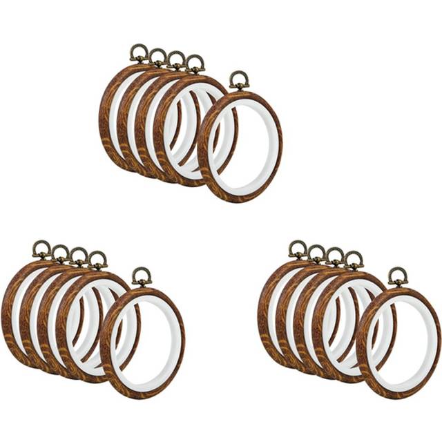 15Pcs Embroidery Hoops Imitated Wood Embroidery Circle Round Display Frame Circle for Art Craft Sewing and Hanging