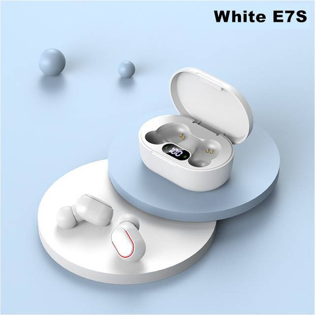(a-E7S White) TWS Bluetooth 5.0 Earphone Wireless Headsets With Mic Noise Isolation Earbuds for Xiaomi Redmi iPhone Samsung Huawei Phones