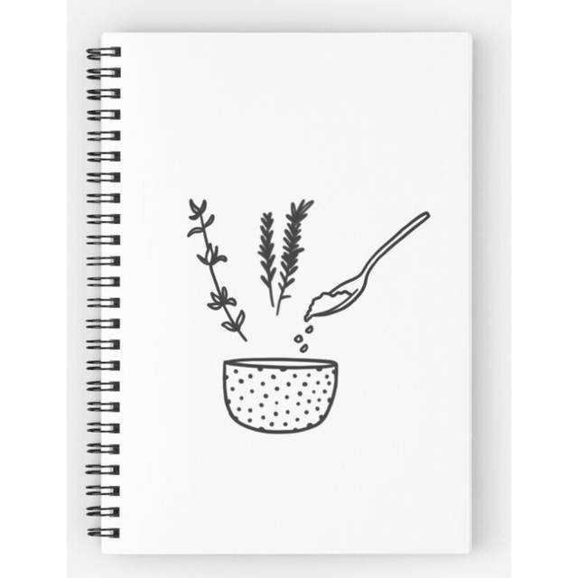 Spiral Notebook Recipe Cooking Illustration A5 120 Pages
