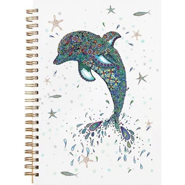 Doodleicious Art Dolphin A6 Spiral Bound Blank Notebook Pocket Sized Notepad