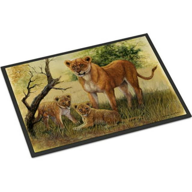 """""Caroline's Treasures Lion and Cubs by Daphne Baxter Indoor or Outdoor Mat 24x36 BDBA0307JMAT 24""""""""H x 36""""""""W Multicolor"""""