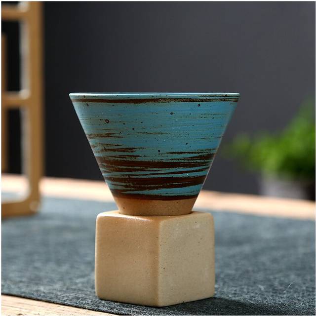 (B) 1pcs Creative Retro Ceramic Coffee Cup Rough Pottery Tea Cup Japanese Latte Pull Flower Porcelain Cup Household New Pottery Mug