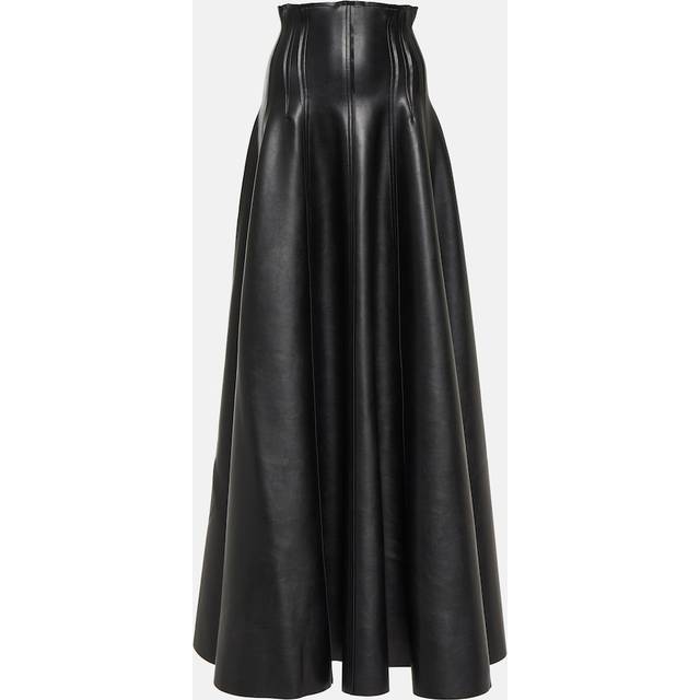 Norma Kamali Grace flared faux leather maxi skirt - black (UK 14)