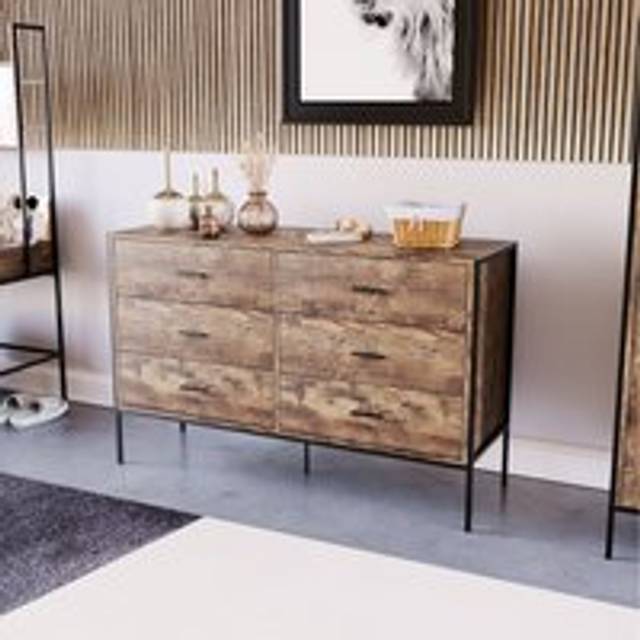Brooklyn 6 Drawer Chest - Dark Wood - Brown