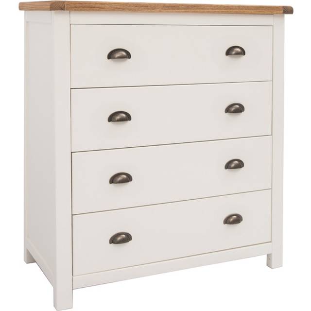 Cosenza 4 Drawer Off White Chest of Drawers with Brass Cup Handles