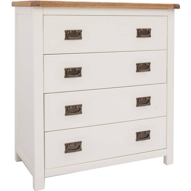 Lovere 4 Drawer Off White Chest of Drawers with Brass Drop Handles