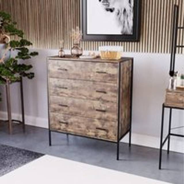 Brooklyn 4 Drawer Chest - Dark Wood - Brown