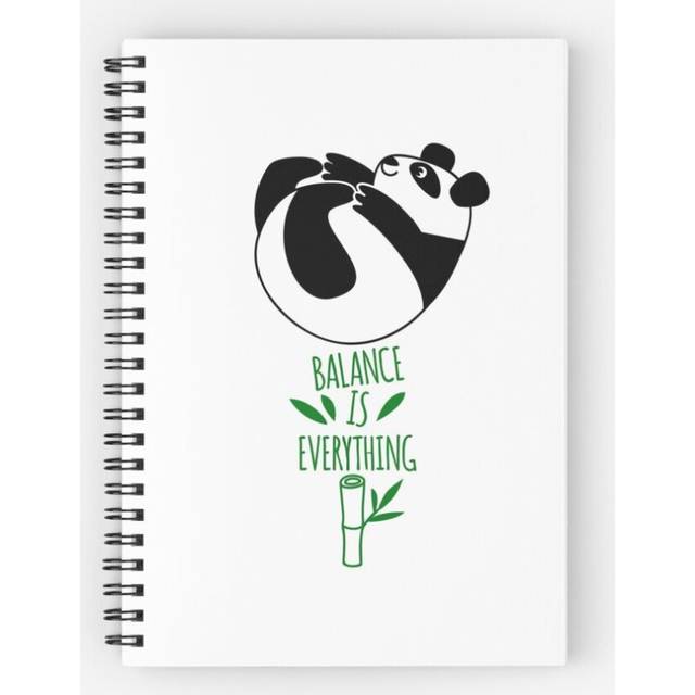 Spiral Notebook Balance Is Everything  Tumbling panda. A5 120 Pages