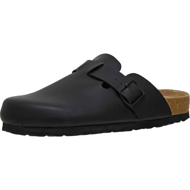 cUSHIONAIRE Womens Hana cork Footbed clog with +comfort, Wide Widths Available, Black Nappa 8 W