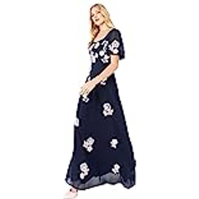 Maya Deluxe Floral Embellished Maxi Dress, Navy/White