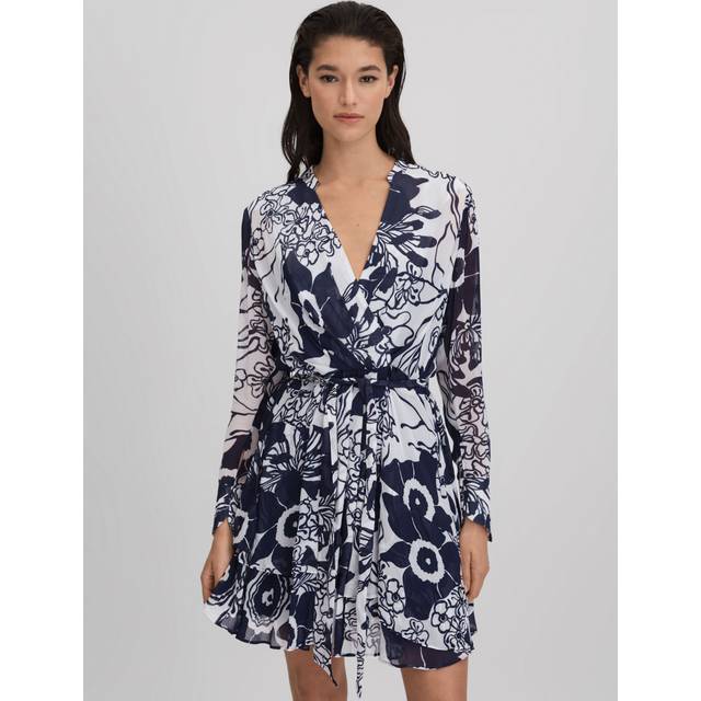 Reiss Sienna Printed Tie Neck Shirtdress