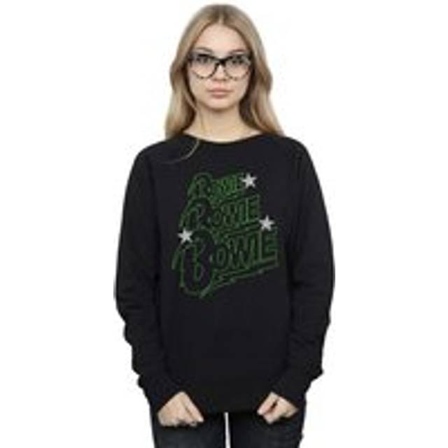 (XL, Black) David Bowie Womens/Ladies Multiple Neon Logo Sweatshirt