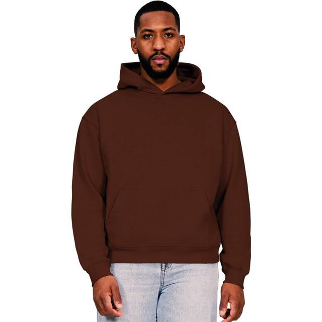 (M, Chocolate) Casual Classics Mens Boxy Ringspun Cotton Oversized Hoodie