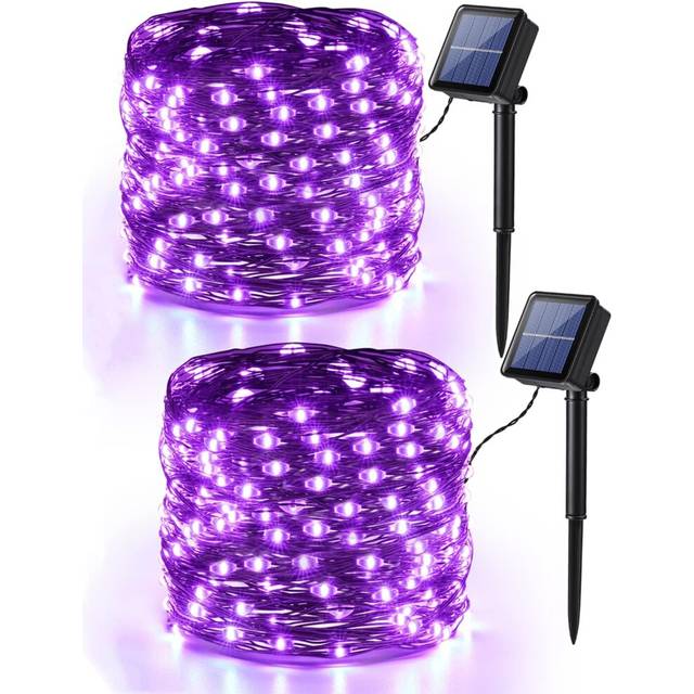 [Set of 2] Solar Fairy Lights, 12M 100 LED Outdoor Solar Fairy Lights, 8 Modes Waterproof Copper Wire Decoration for Garden Patio Courtyard Bedroom