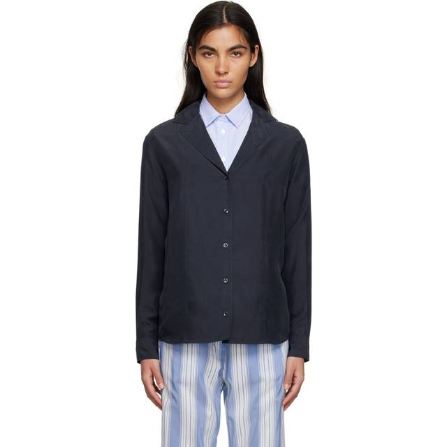 TOTEME Navy Notched Lapel Shirt - 445 Navy - DK 42