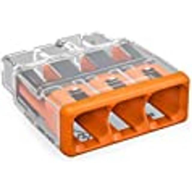 100 Pieces Wago 221-413 Connection Terminal 3 Wires with Lever 0,2-4 qmm Small Design, Transparent