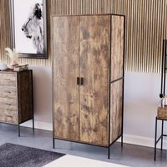 Brooklyn 2 Door Wardrobe - Dark Wood - Brown