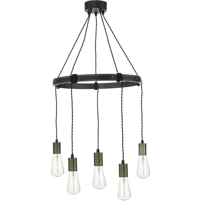Dar Lighting Group Dar IVA0531 Ivan 5 Light Pendant Rustic Wood (S)