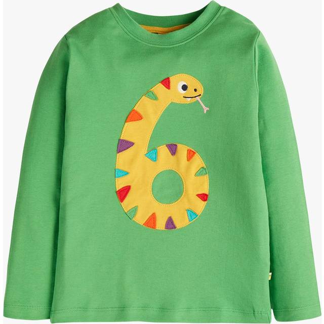Frugi Kids' Magic Number 6 Organic Cotton Snake T-shirt, Green/Multi