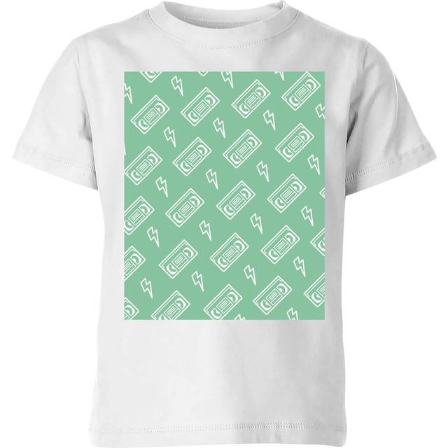 VHS Tape Pattern Green Kids' T-Shirt - White - 5-6 Years - White