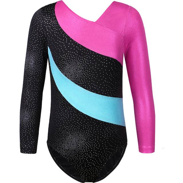Toddler Girls Long Sleeves Gilding Gymnastics Leotards Youth Gymnastics Dance Leotard Athletic Costume for 2-16Y Kids Dance Wear