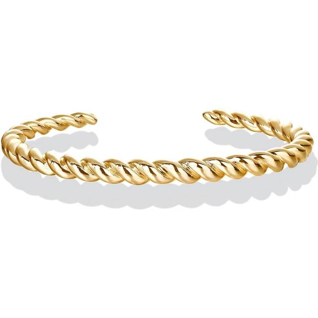 Gold Plated Twisted Chunky Bangle Bracelet | 14K Gold Plated | Lightweight Everyday Jewelry