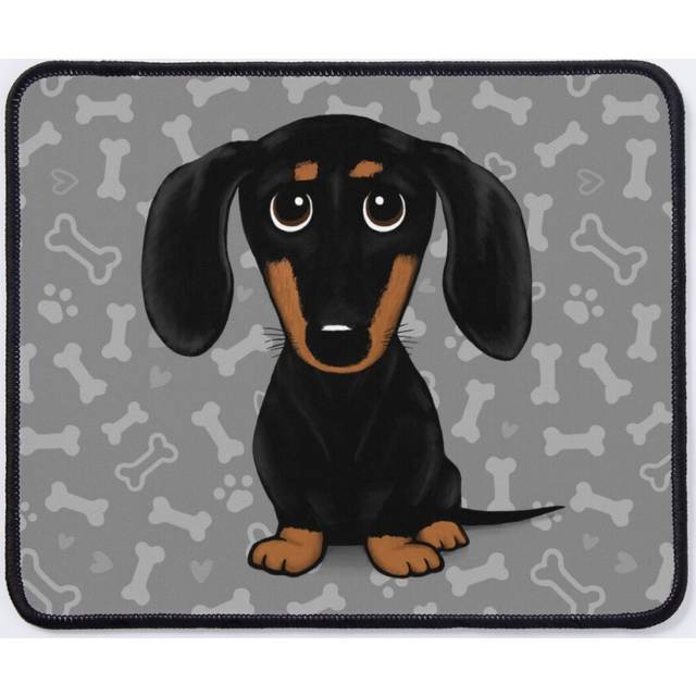 Mouse Pad Cute Black and Tan Smooth Coated Dachshund Cartoon Dog 11.8 x 9.8 inch Computer Mat Gaming Office Mousepad