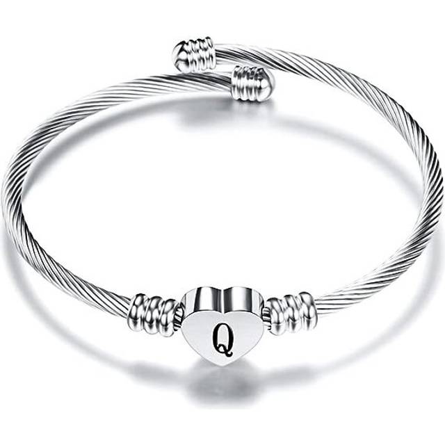 Initial Bracelet for Women Girls Alphabet 26 Letters Bracelet Heart Cable Charm Bracelets Gifts for He