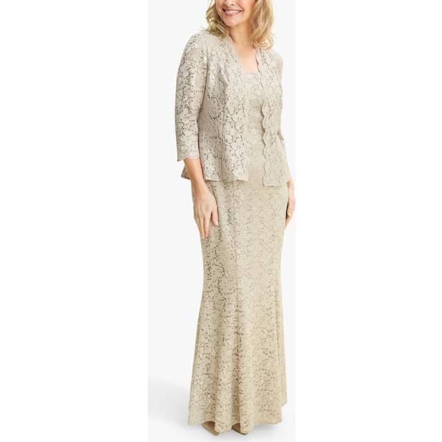 Gina Bacconi Womens Carissa Long Fit And Flare Jacket Dress - Champagne - Size 10 UK