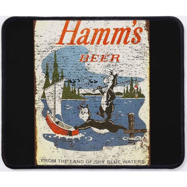 Mouse Pad Hamms Beer Bear Vintage Retro Minnesota Sky Blue Waters Distressed 11.8 x 9.8 inch Computer Mat Gaming Office Mousepad
