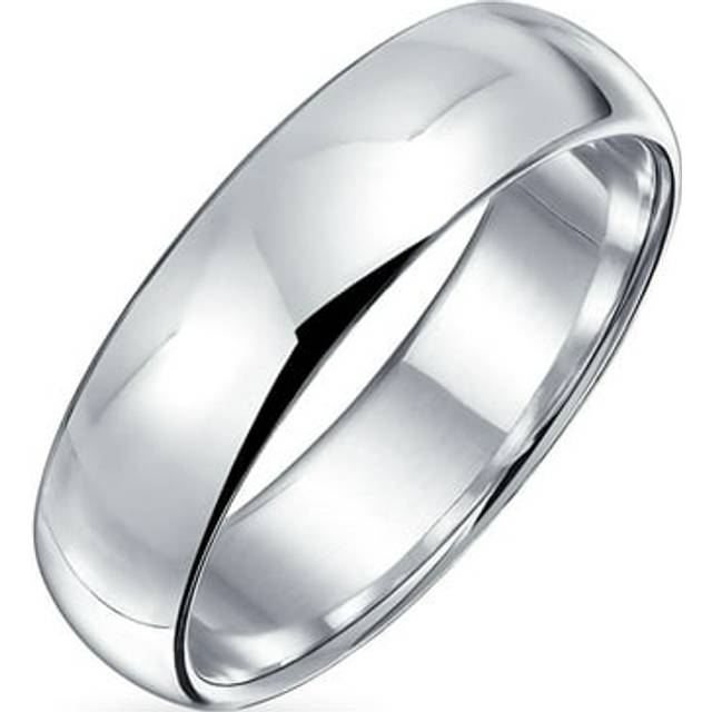 Minimalist Plain Simple 925 Sterling Silver Dome Couples Wedding Band Ring For Women For Men 5MM