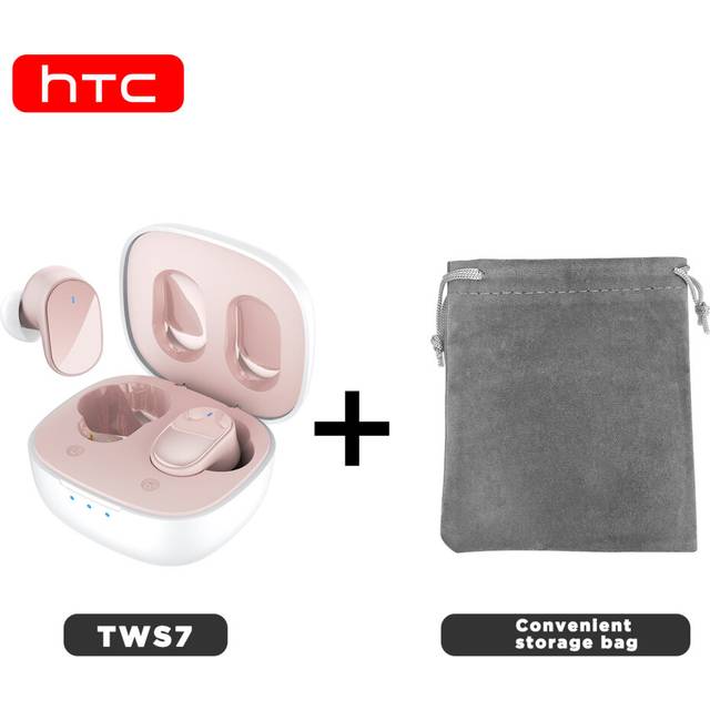 (a-with pouch) HTC TWS7 Wireless Bluetooth 5.3 Earphone Touch Control Noise Reduction Headphone Power Display in-ear Game True Wireless Earbuds