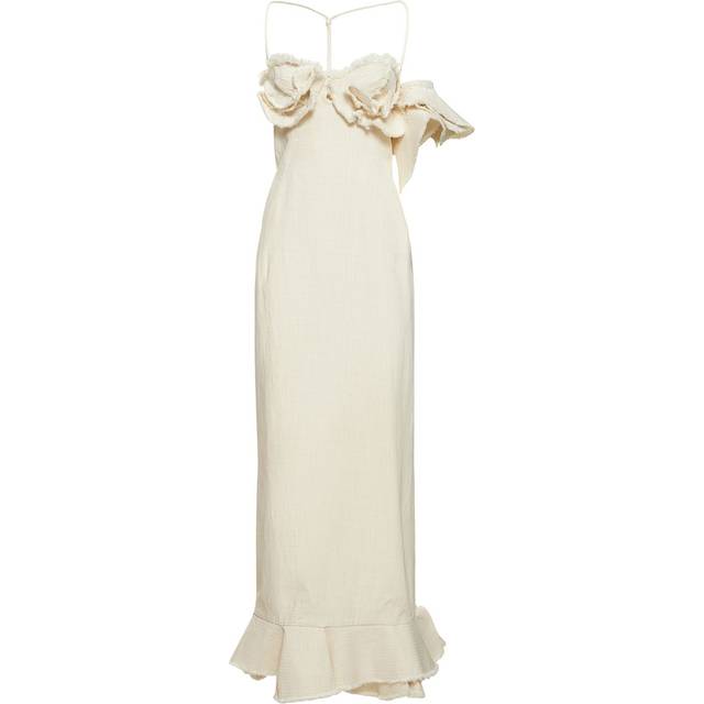 JACQUEMUS Off-White Le Raphia 'La Robe Artichaut' Maxi Dress - 110 Off-White - FR 46