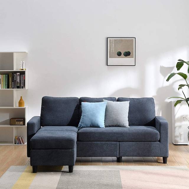 Billups Reversible Modular Corner Sofa Chaise - Dark Grey (86cm H X 196cm W X 134cm D)