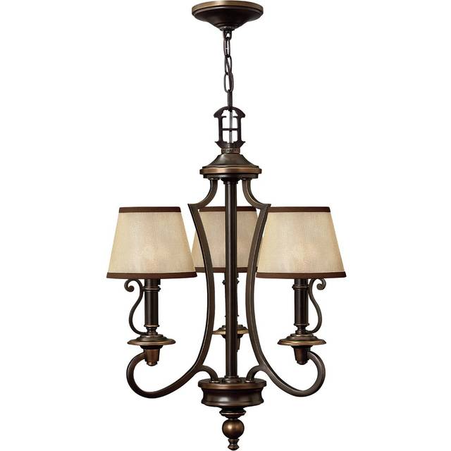 Barkbridge 3-Light Shaded Chandelier - Old Bronze (64.1cm H X 46.4cm W X 46.4cm D)