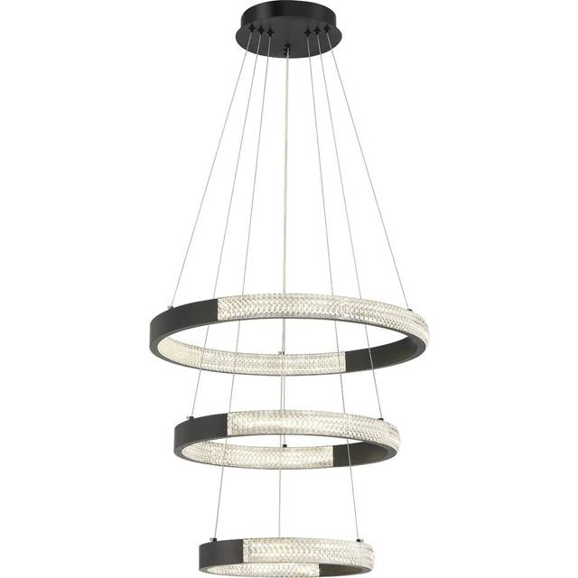 Knuth 3-Light Wagon Wheel LED Chandelier - Black (48cm H X 50.5cm W X 50.5cm D)