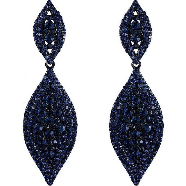 Women's Rhinestone Crystal Wedding Bridal 2 Leaf Drop Dangle Chandelier Earrings