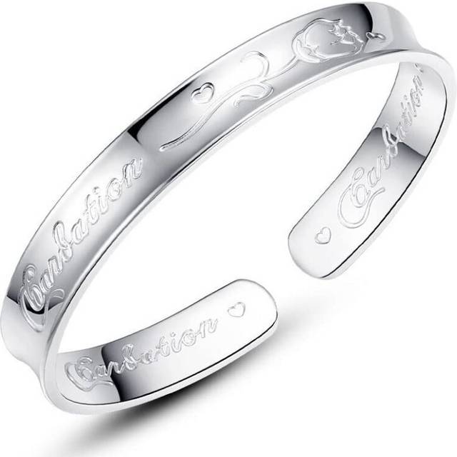 Sterling Silver Bangle Bracelets for Women, Silver Cuff Bracelets for Women, Mothers Day Gifts, Valentines Day Gifts (Silver cuff-4)