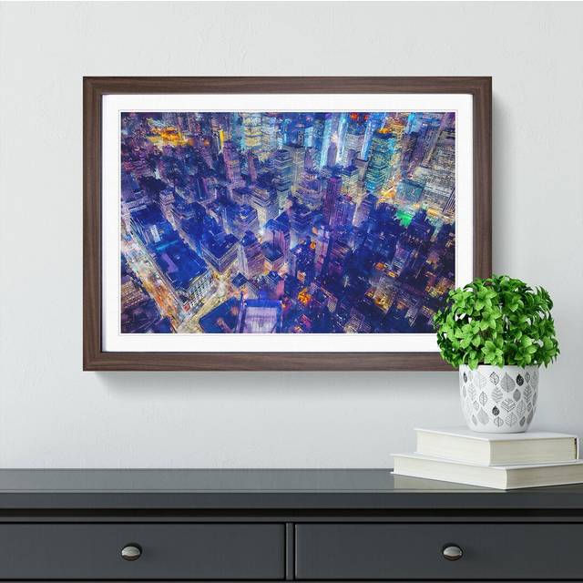 Bright Lights Of New York City Painting - Walnut (62cm H x 87cm W x 2cm D)