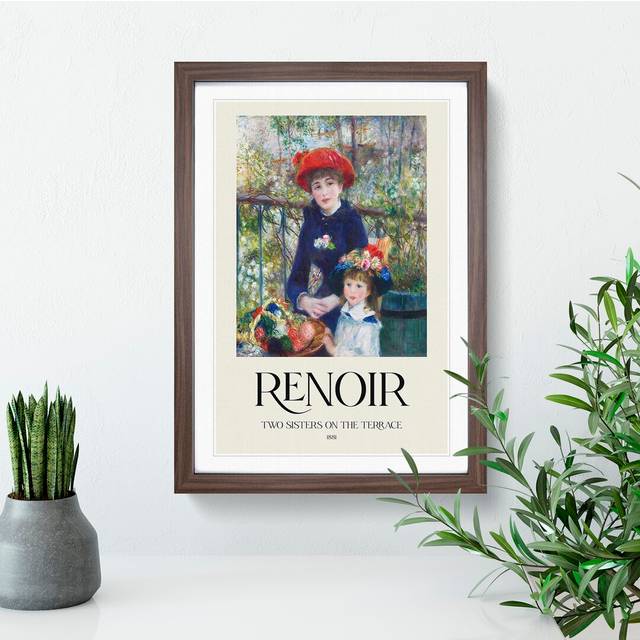 Two Sisters by Pierre-Auguste Renoir - Picture Frame Art Prints - Walnut (65cm H x 48cm W x 2cm D)