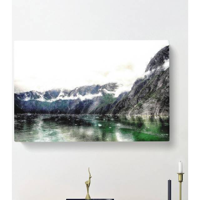 Lake & Mountains in Alaska - Wrapped Canvas Photograph Print (35cm H x 50cm W x 3cm D)