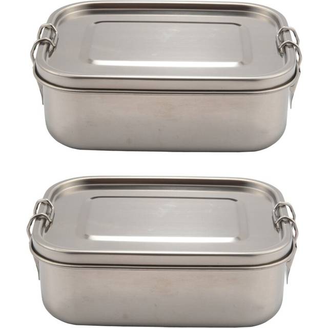 2X Stainless Steel Lunch Food Container with Lock Clips and Leakproof Design, 800ML Bento Boxes Lunch Container