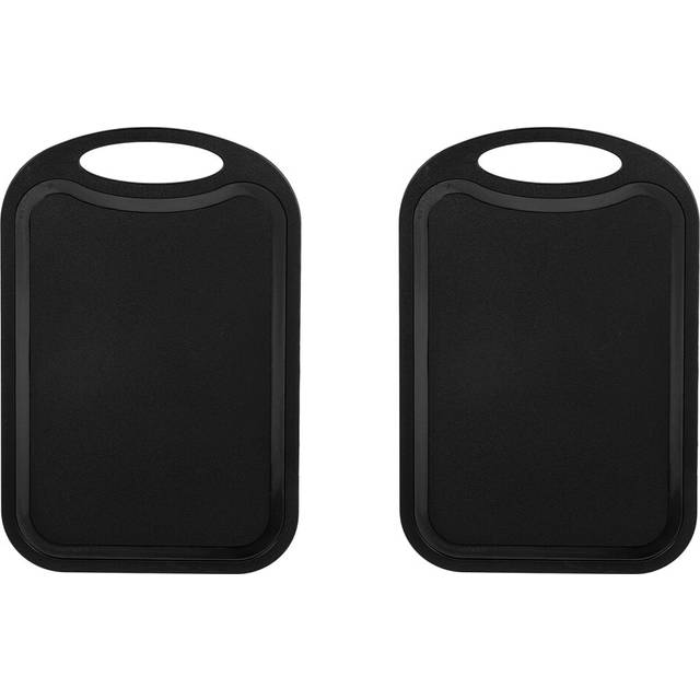 2X Plastic Chopping Block Meat Vegetable Cutting Board Non-Slip Anti Overflow with Hang Hole Chopping Board Black