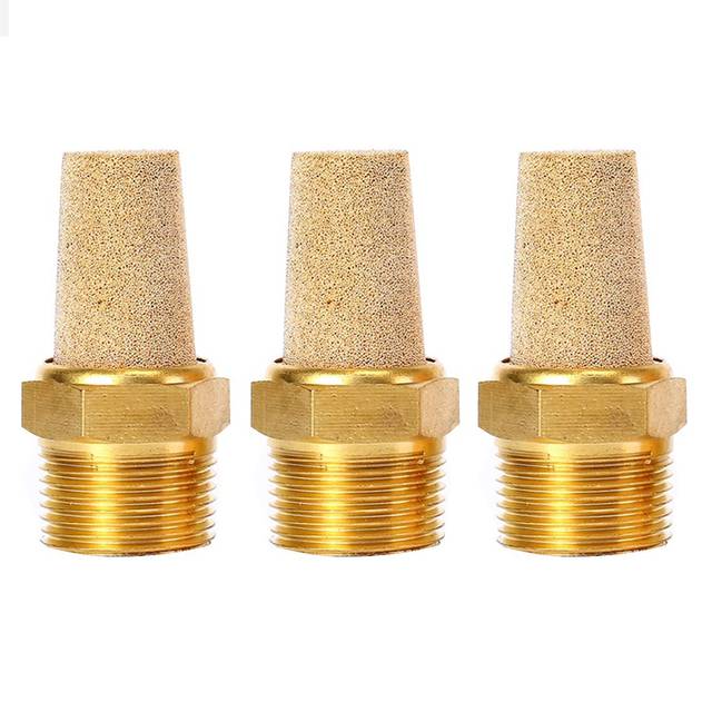 Quickun Air Pneumatic Mufflers, 14 Male Thread Sintered Bronze Exhaust Muffler Silencer (Pack Of 3)