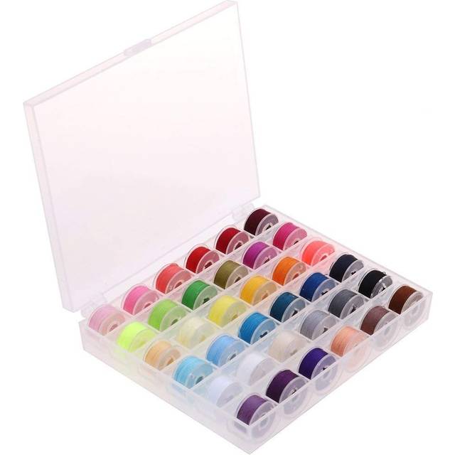 36pcs bobbin threads with storage case box, pre-wound bobbins set for brother+