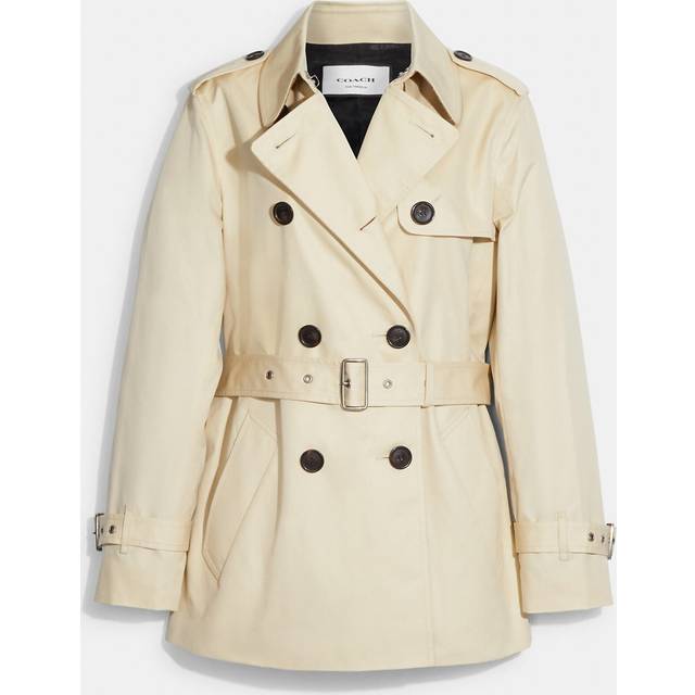 Coach Womens Solid Short Trench - Beige - Size Small